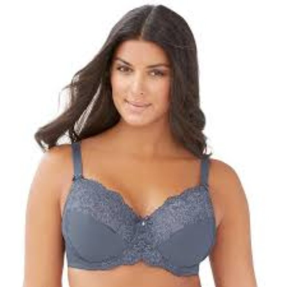 Glamorise Womens Elegance Lacey Wonderwire Full Coverage Bra 9035 in Folkstone G